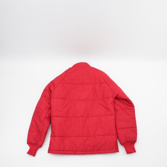 Vintage 1970s Red Quilted Puffer Jacket - Retro Insulated Workwear Coat Size Med - Picture 7 of 10